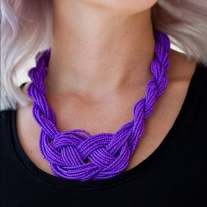 Purple seed bead necklace